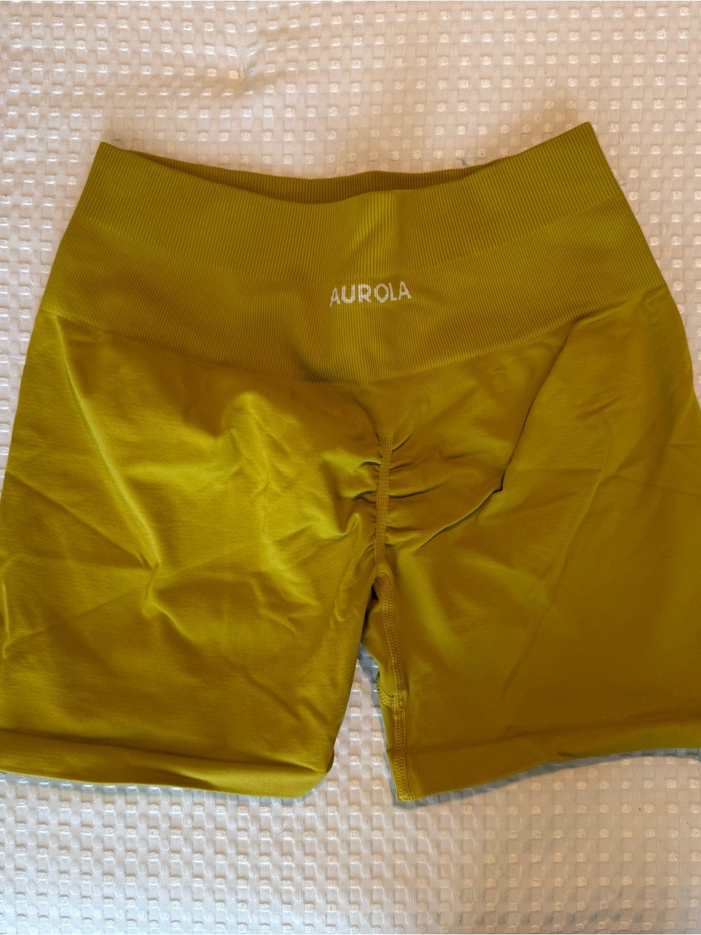 AURORA Olive Green Scrunch Seam Bike Shorts